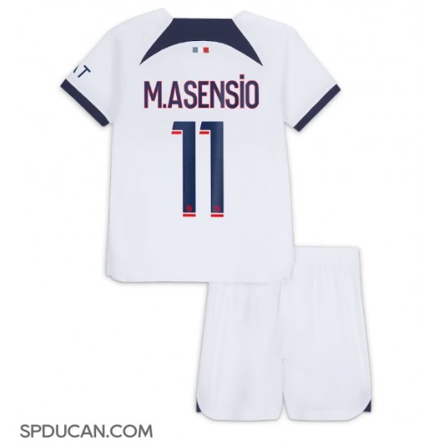 Dječji Nogometni Dres Paris Saint-Germain Marco Asensio #11 Gostujuci 2023-24 Kratak Rukav (+ Kratke hlače)